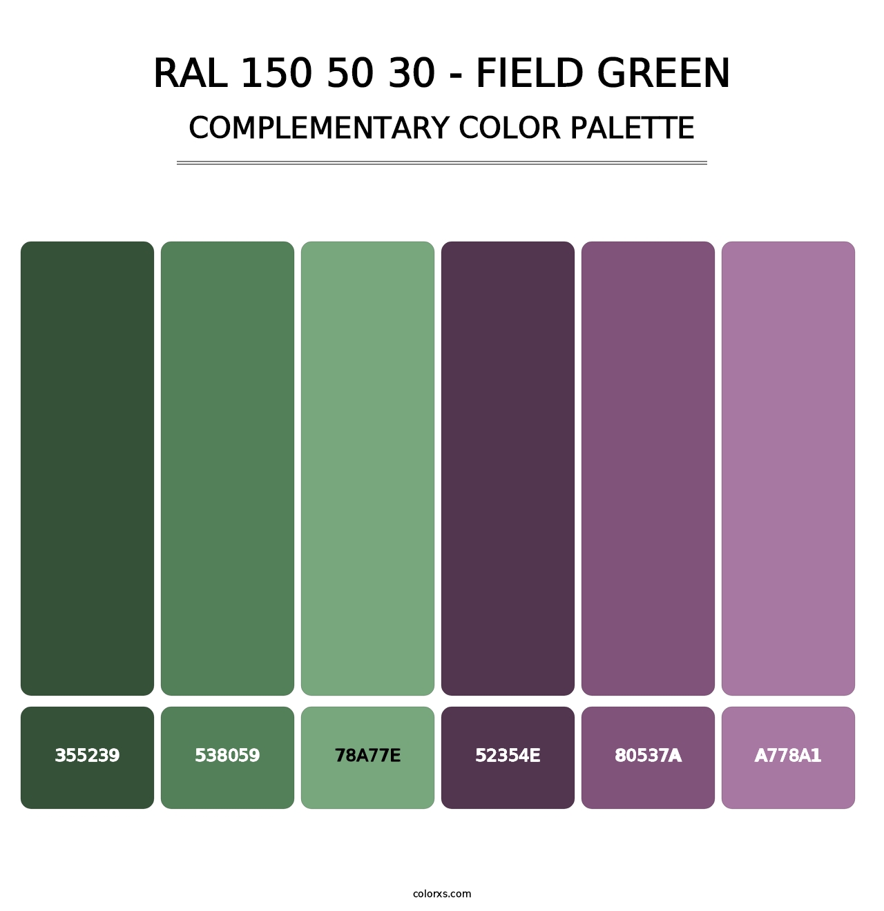 RAL 150 50 30 - Field Green - Complementary Color Palette