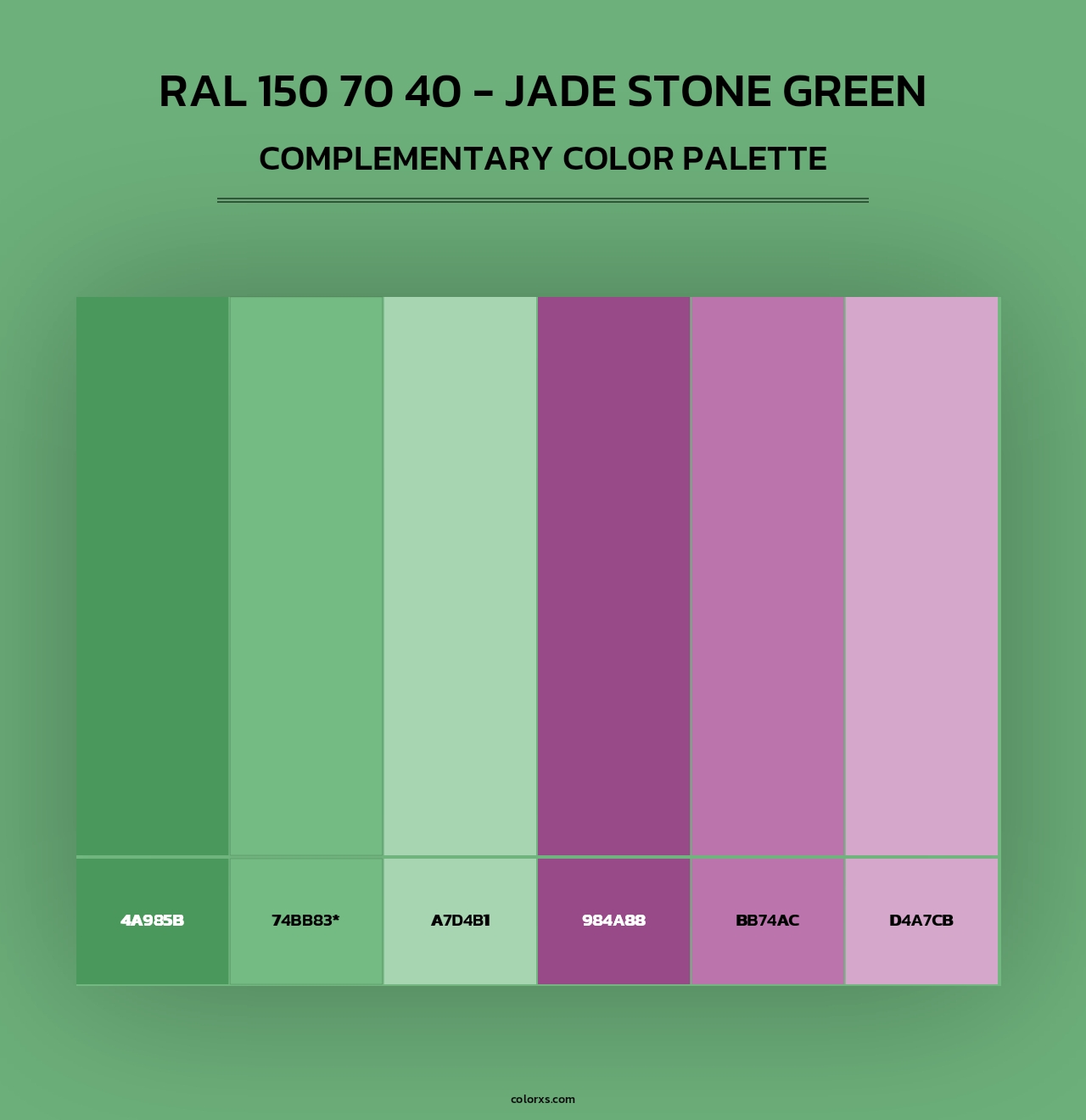 RAL 150 70 40 - Jade Stone Green - Complementary Color Palette