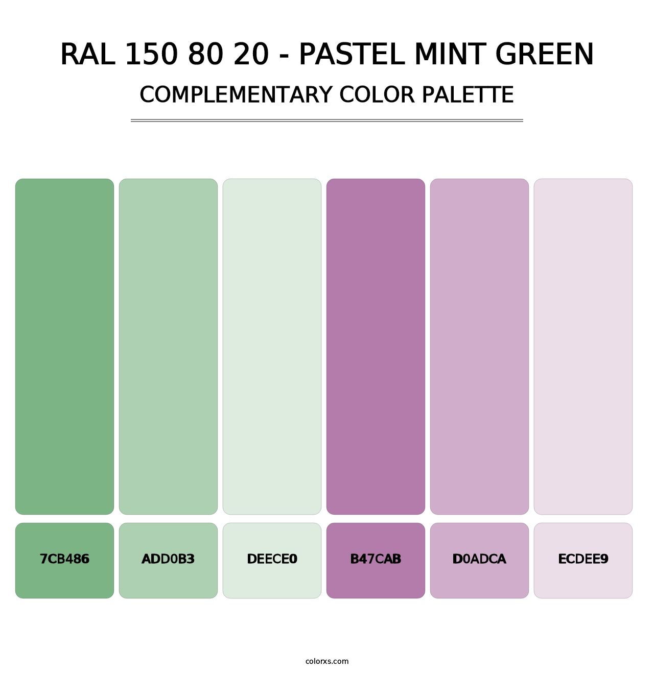 RAL 150 80 20 - Pastel Mint Green - Complementary Color Palette