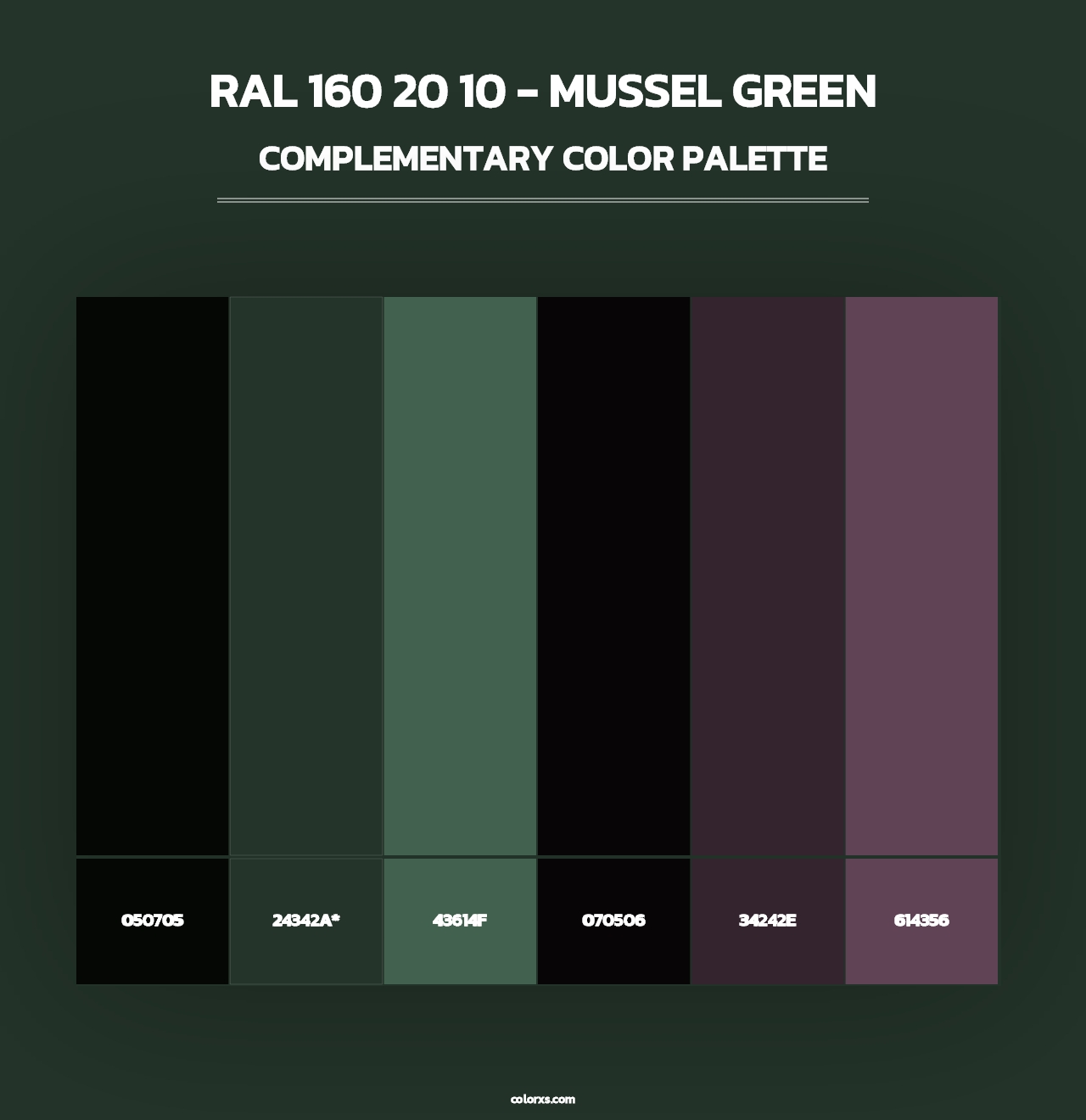 RAL 160 20 10 - Mussel Green - Complementary Color Palette