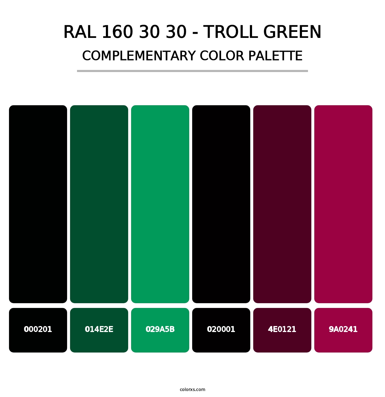 RAL 160 30 30 - Troll Green - Complementary Color Palette