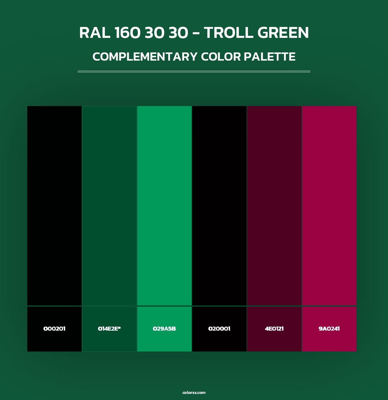 RAL 160 30 30 - Troll Green - Complementary Color Palette