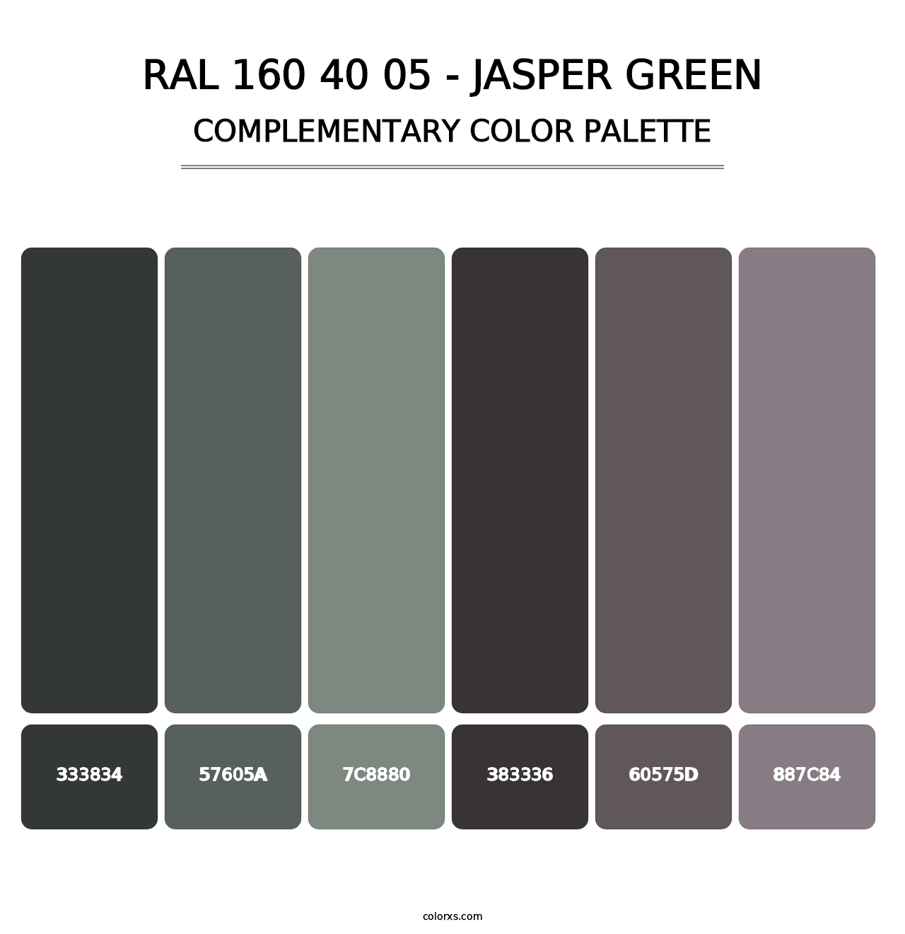 RAL 160 40 05 - Jasper Green - Complementary Color Palette