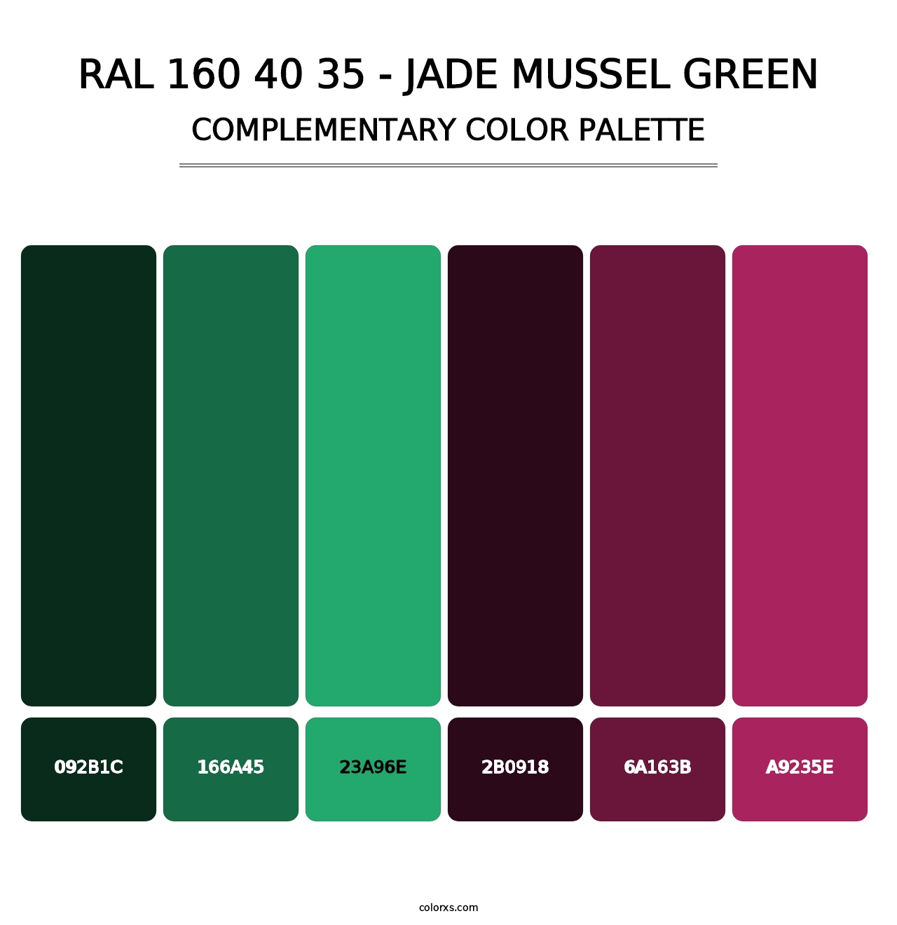 RAL 160 40 35 - Jade Mussel Green - Complementary Color Palette