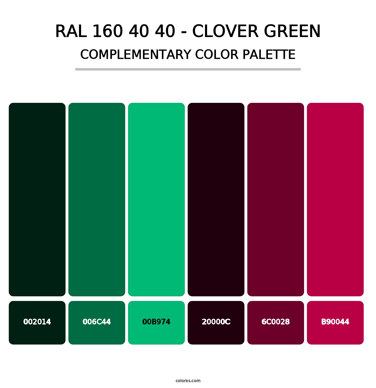 RAL 160 40 40 - Clover Green - Complementary Color Palette