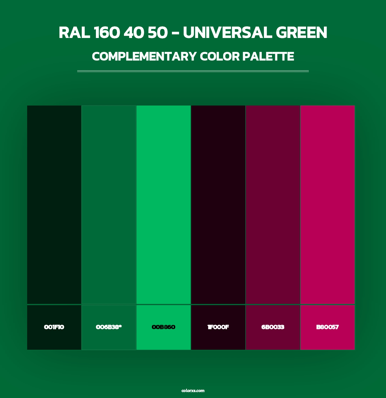 RAL 160 40 50 - Universal Green - Complementary Color Palette
