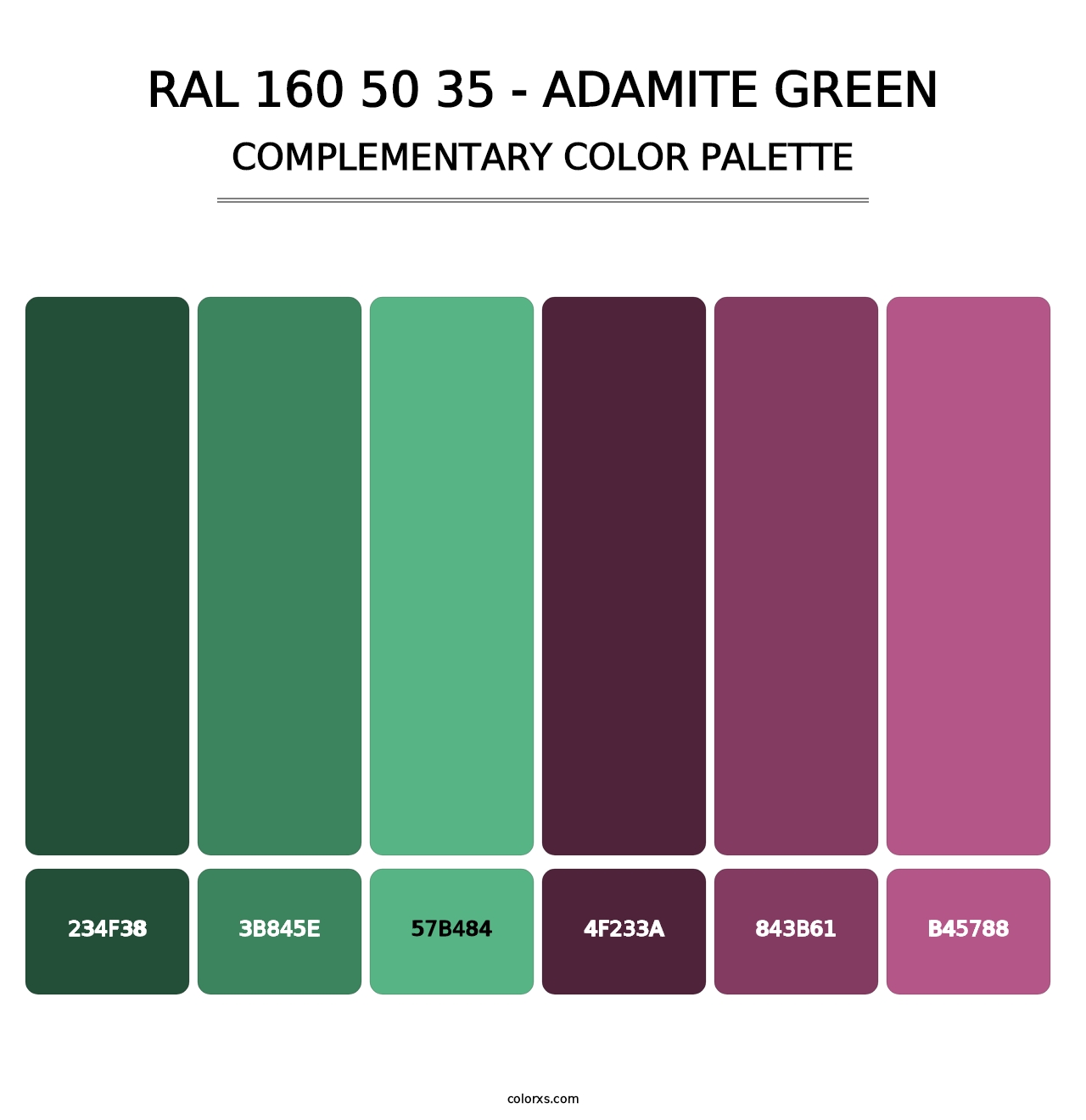 RAL 160 50 35 - Adamite Green - Complementary Color Palette