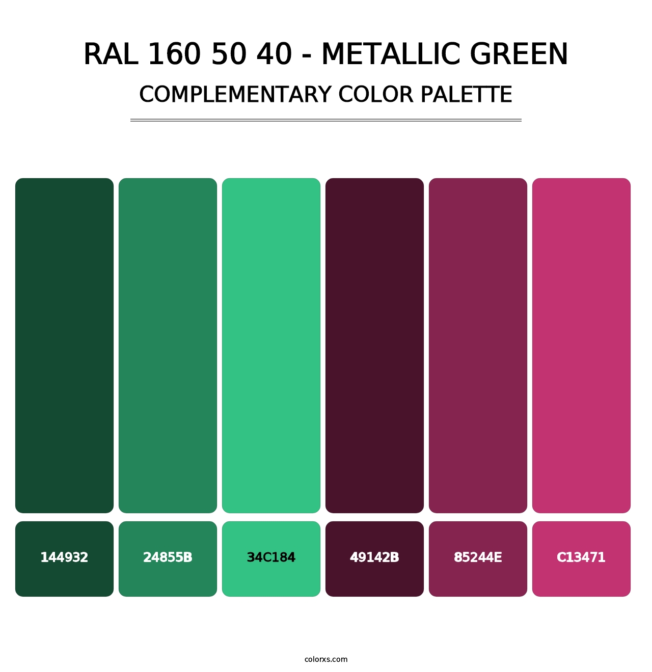 RAL 160 50 40 - Metallic Green - Complementary Color Palette