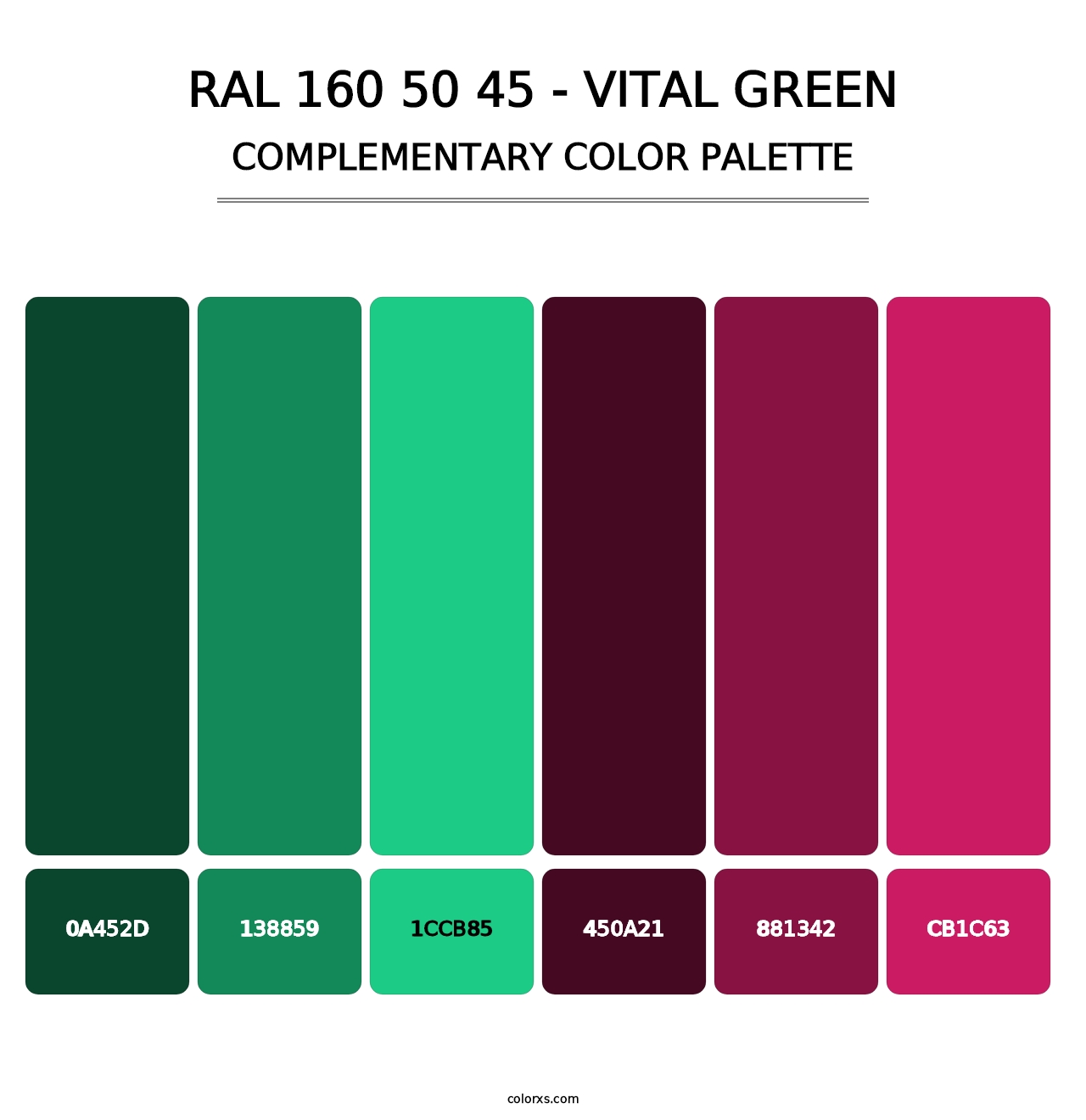 RAL 160 50 45 - Vital Green - Complementary Color Palette
