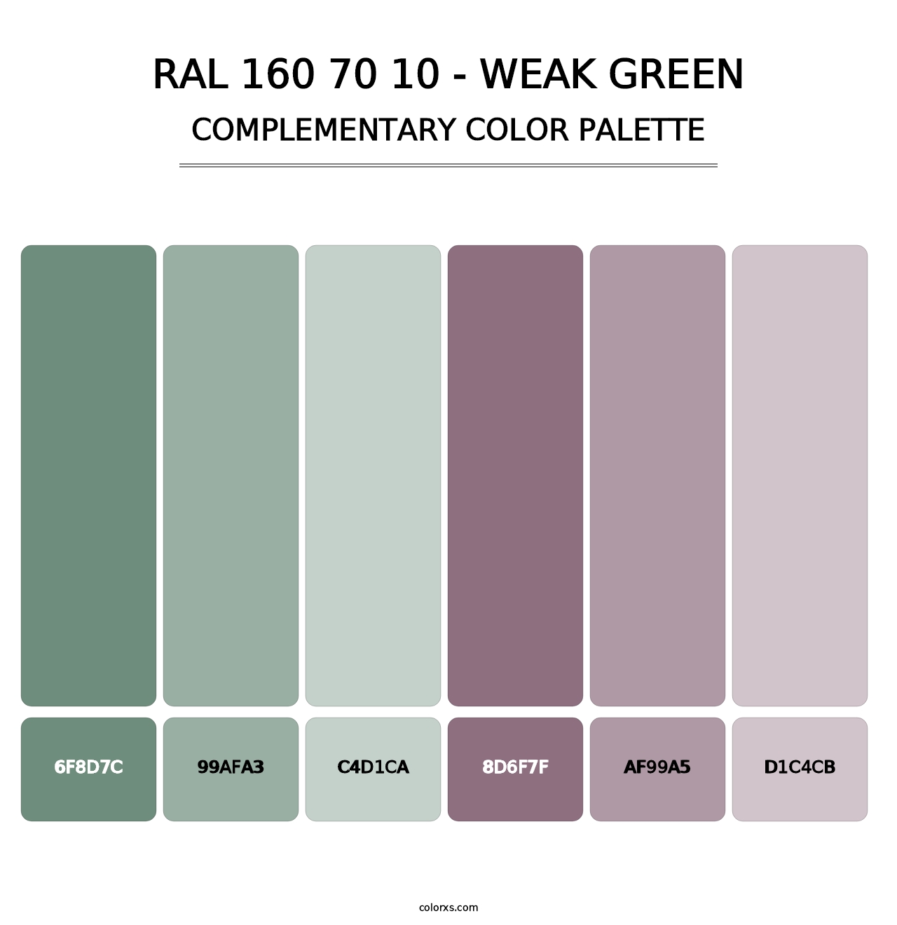 RAL 160 70 10 - Weak Green - Complementary Color Palette