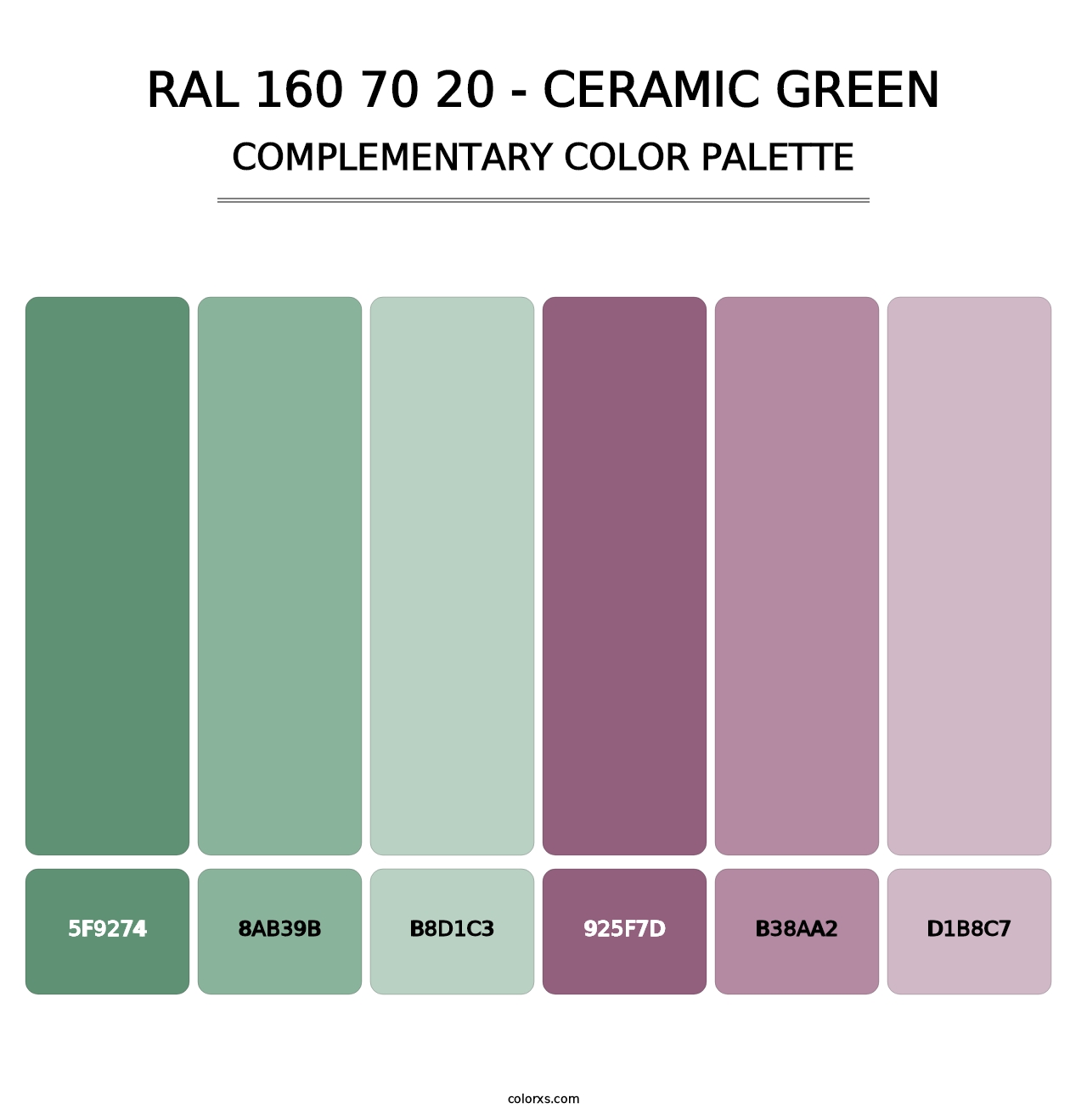 RAL 160 70 20 - Ceramic Green - Complementary Color Palette