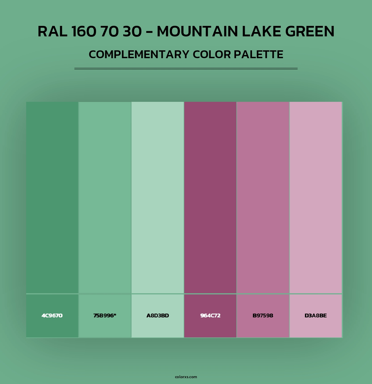 RAL 160 70 30 - Mountain Lake Green - Complementary Color Palette