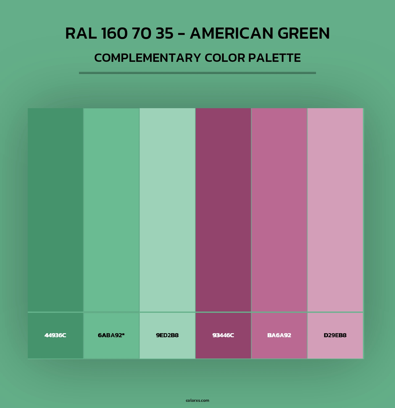 RAL 160 70 35 - American Green - Complementary Color Palette