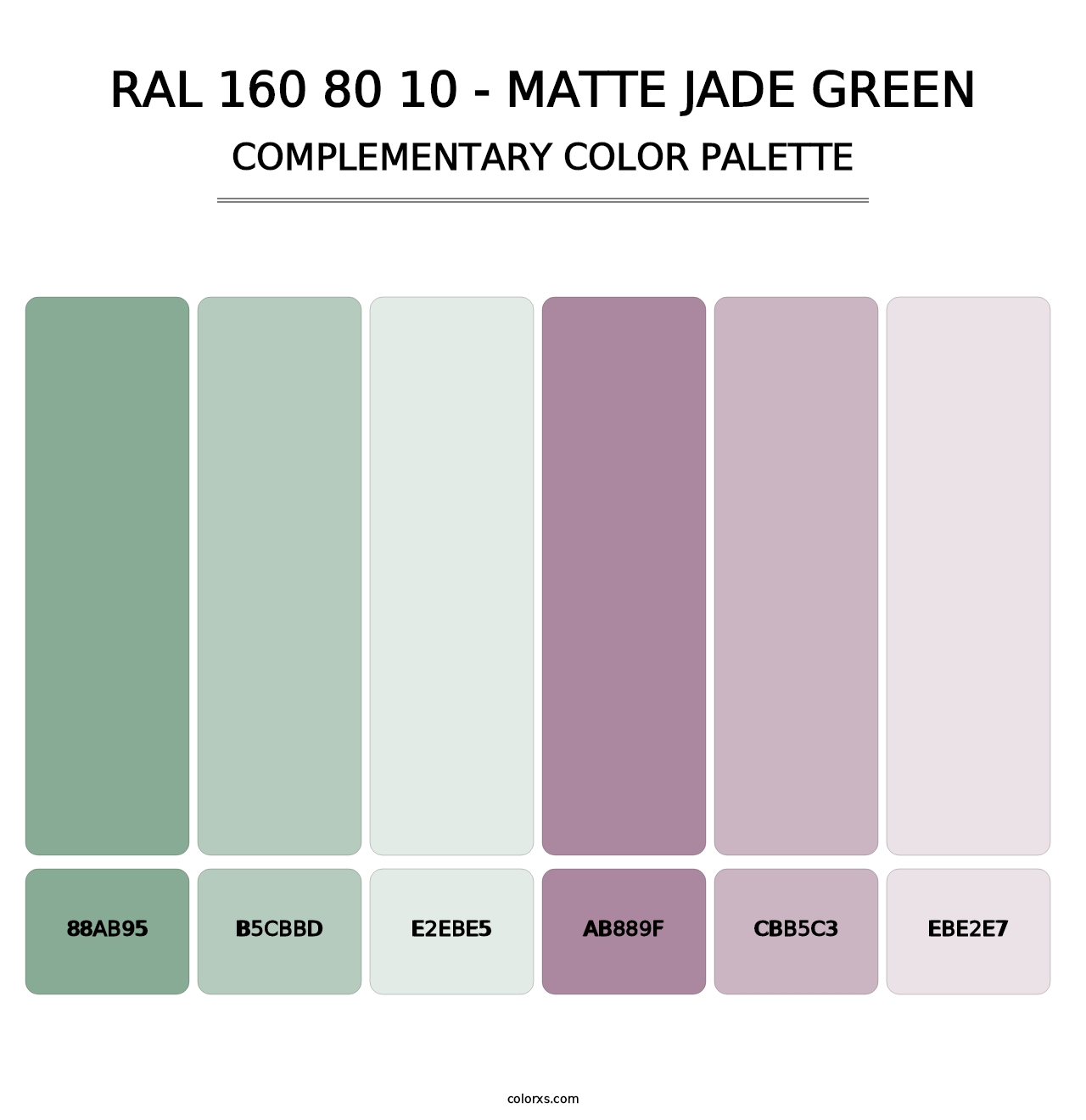RAL 160 80 10 - Matte Jade Green - Complementary Color Palette