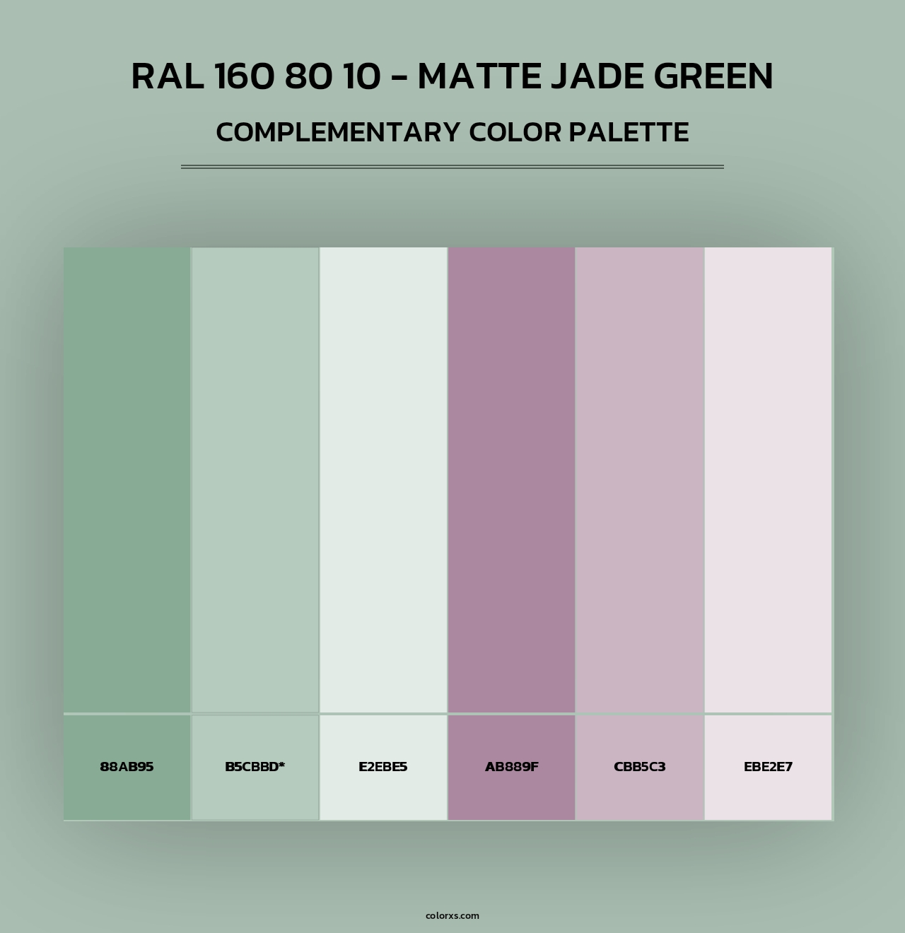 RAL 160 80 10 - Matte Jade Green - Complementary Color Palette