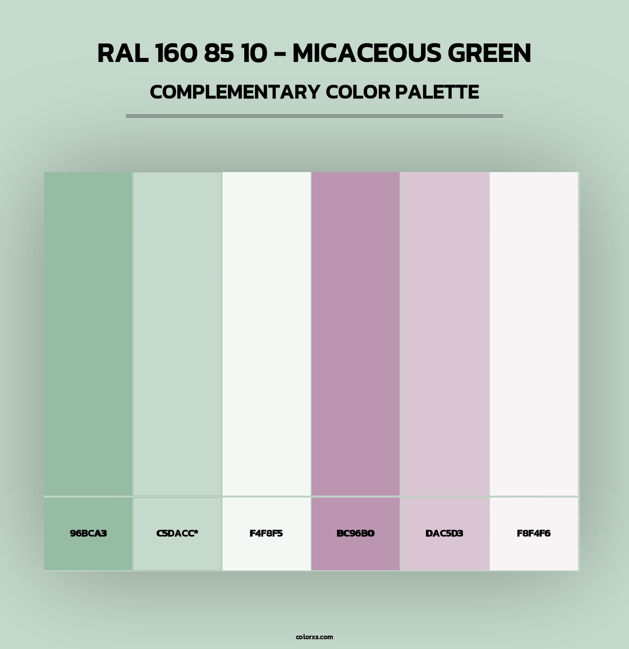 RAL 160 85 10 - Micaceous Green - Complementary Color Palette