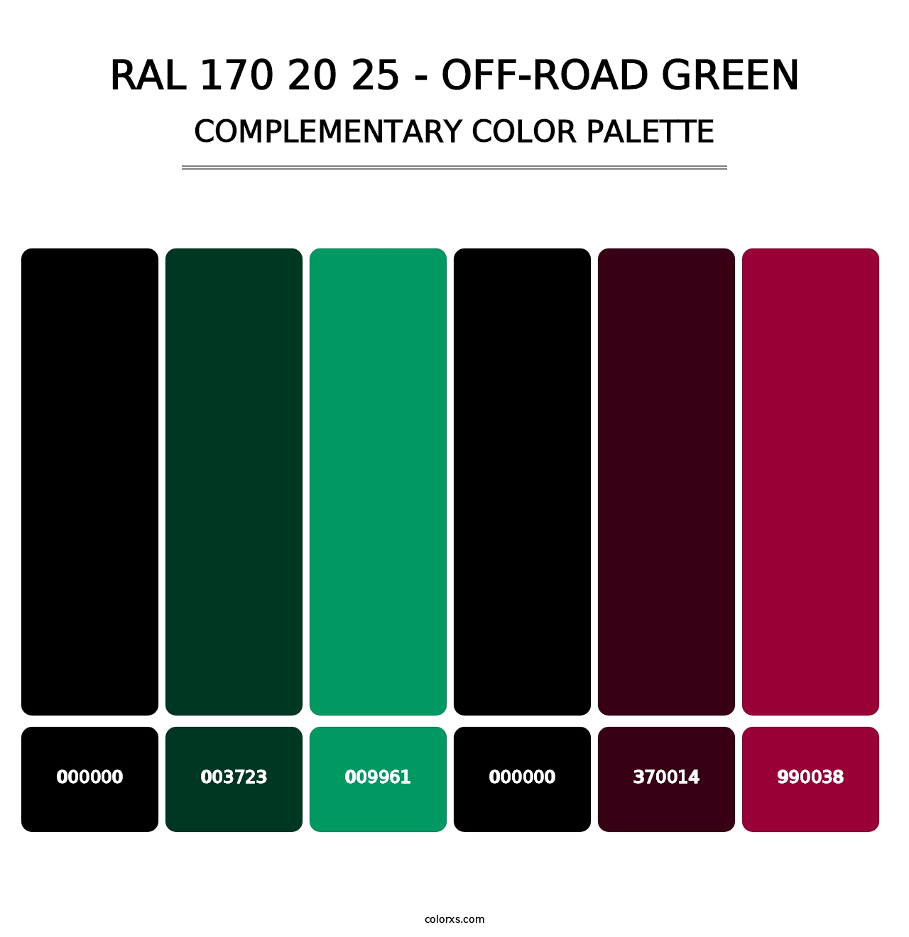 RAL 170 20 25 - Off-Road Green - Complementary Color Palette