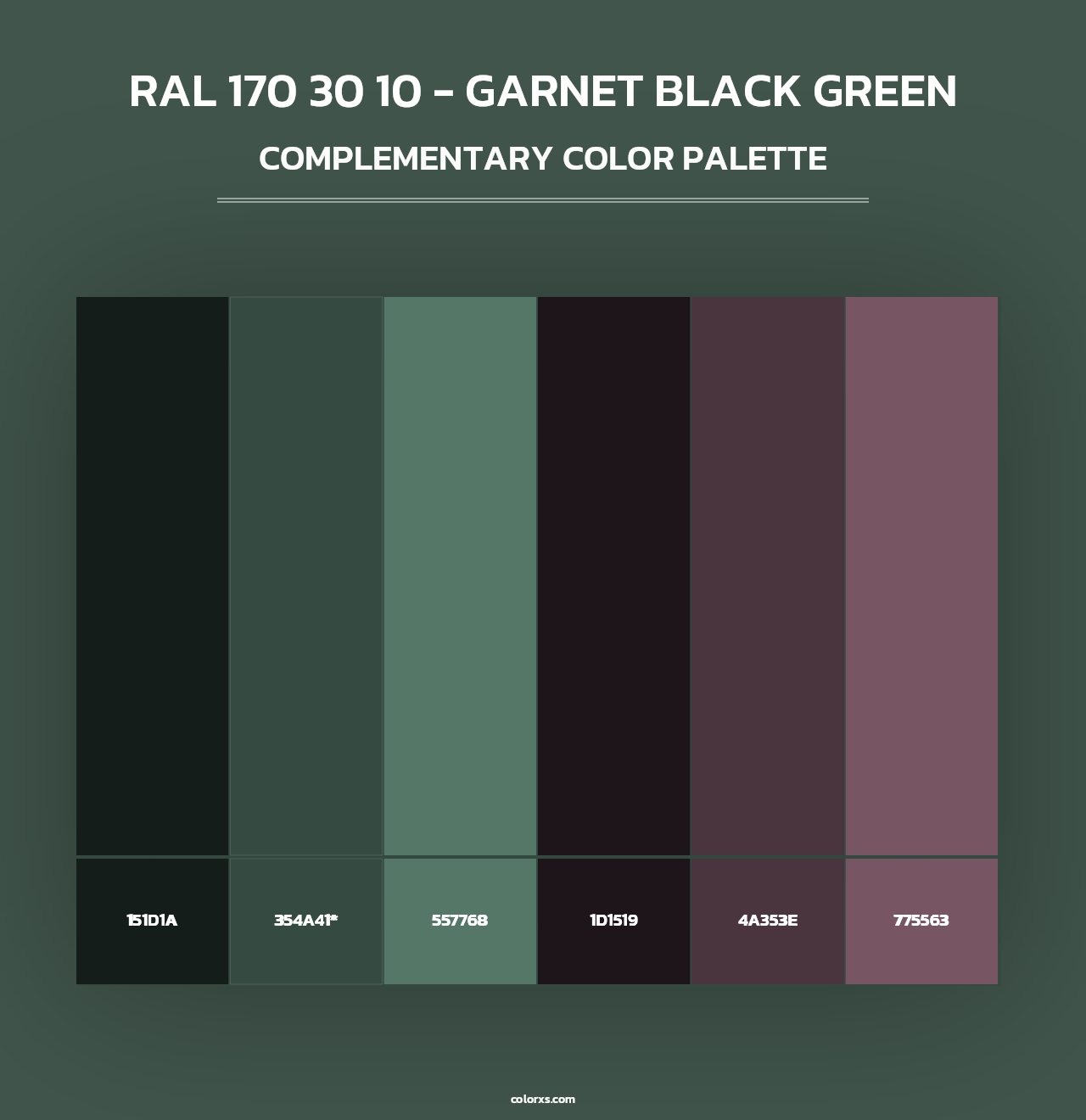 RAL 170 30 10 - Garnet Black Green - Complementary Color Palette