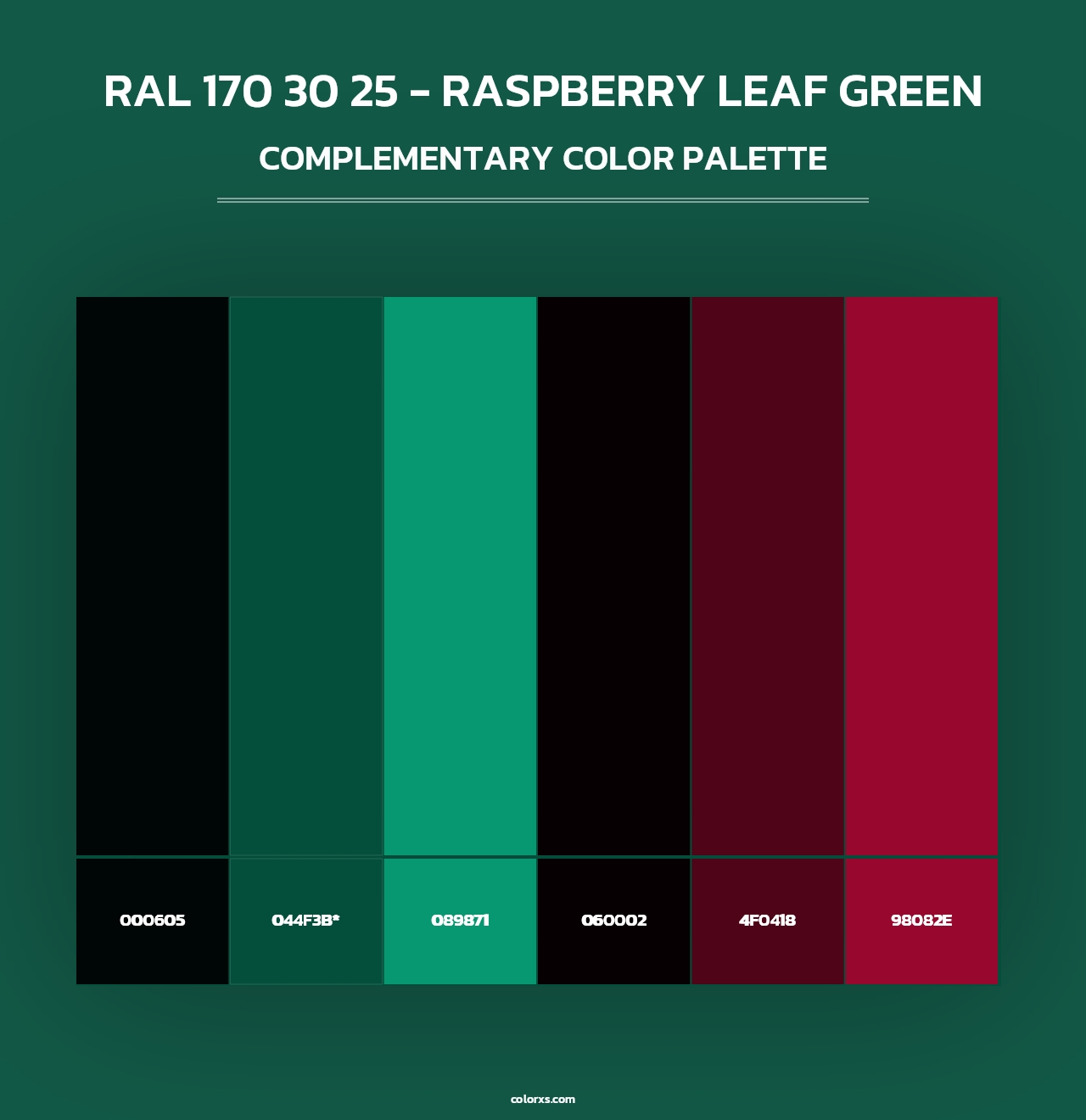 RAL 170 30 25 - Raspberry Leaf Green - Complementary Color Palette
