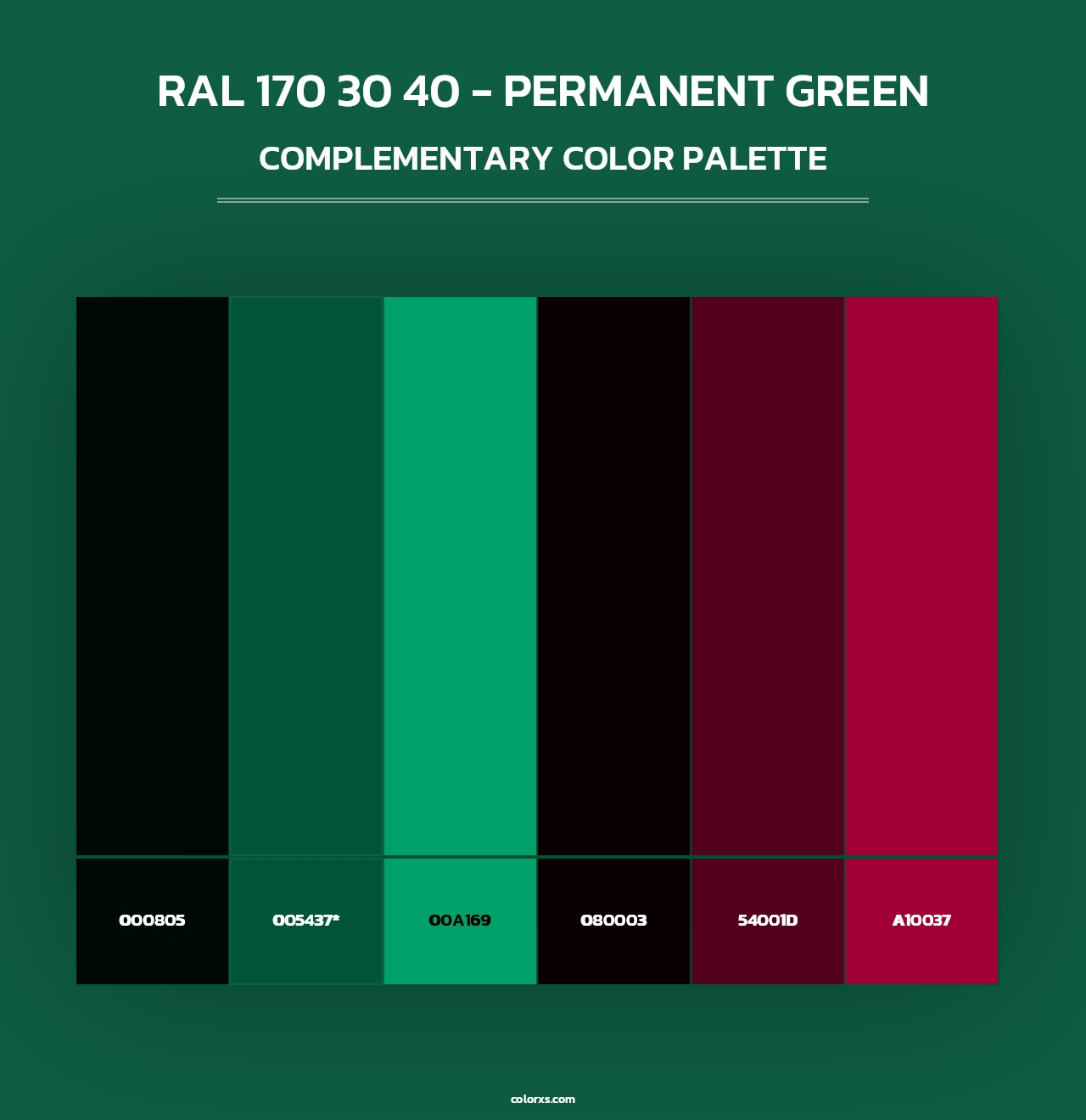 RAL 170 30 40 - Permanent Green - Complementary Color Palette