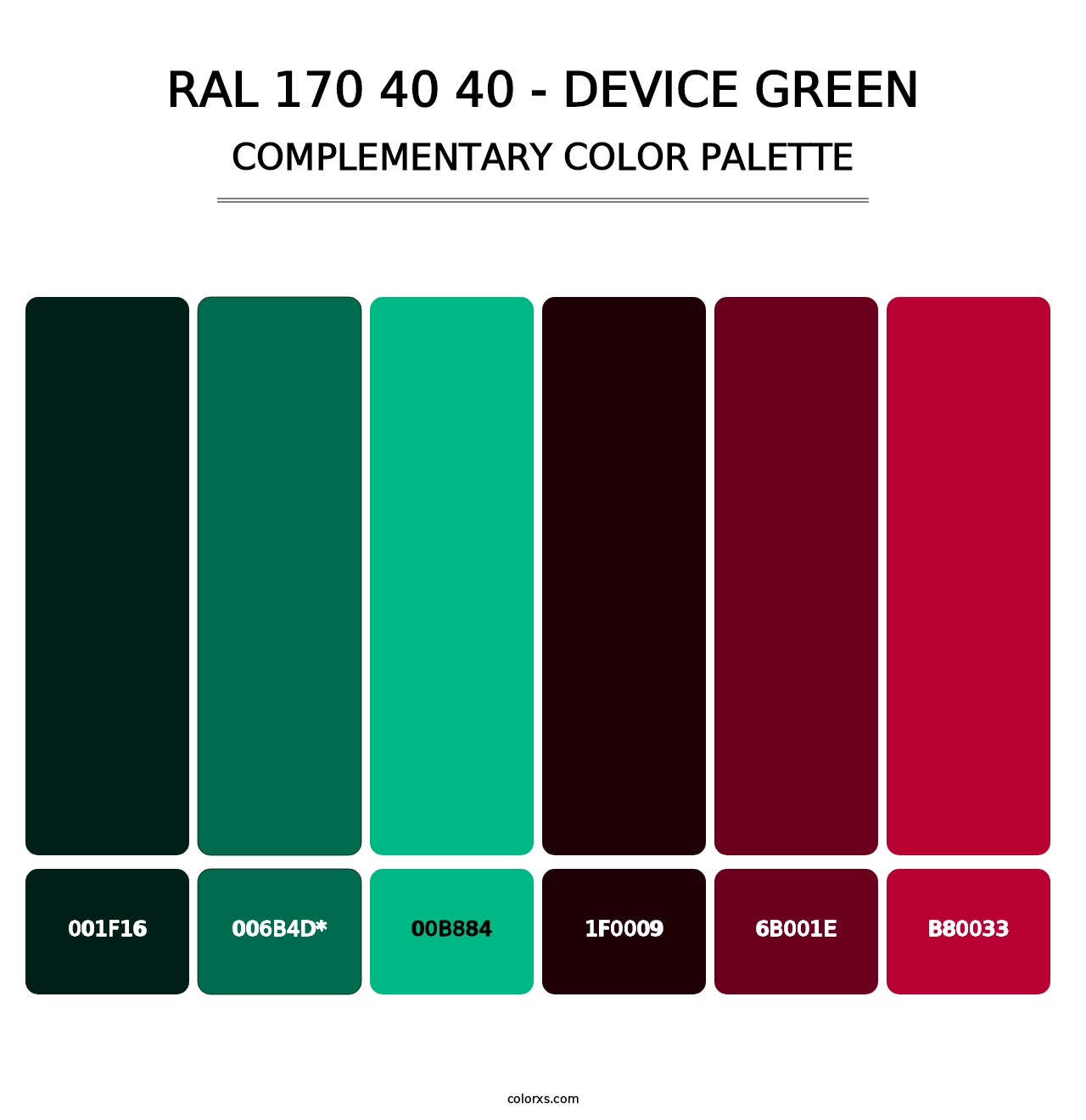 RAL 170 40 40 - Device Green - Complementary Color Palette