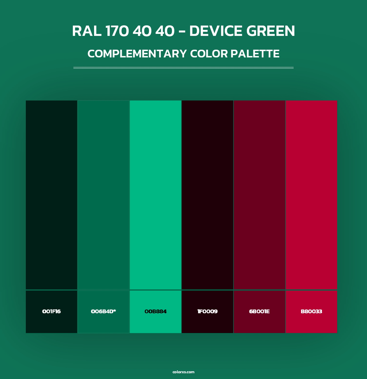 RAL 170 40 40 - Device Green - Complementary Color Palette