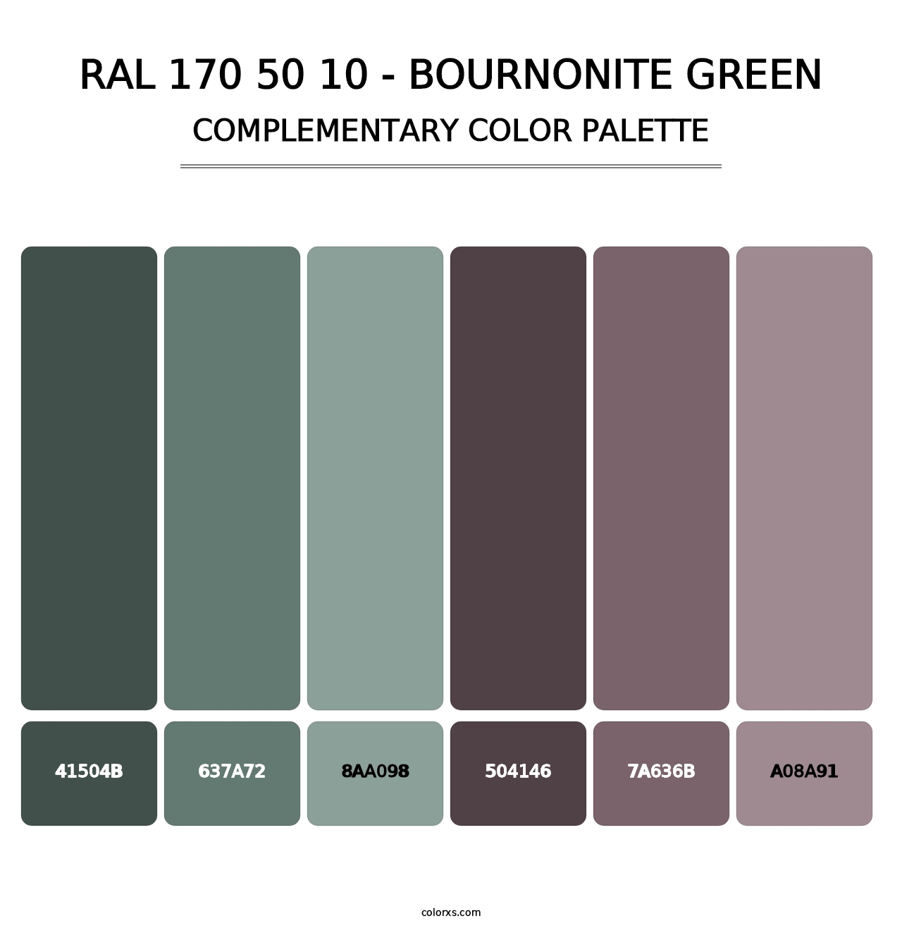 RAL 170 50 10 - Bournonite Green - Complementary Color Palette