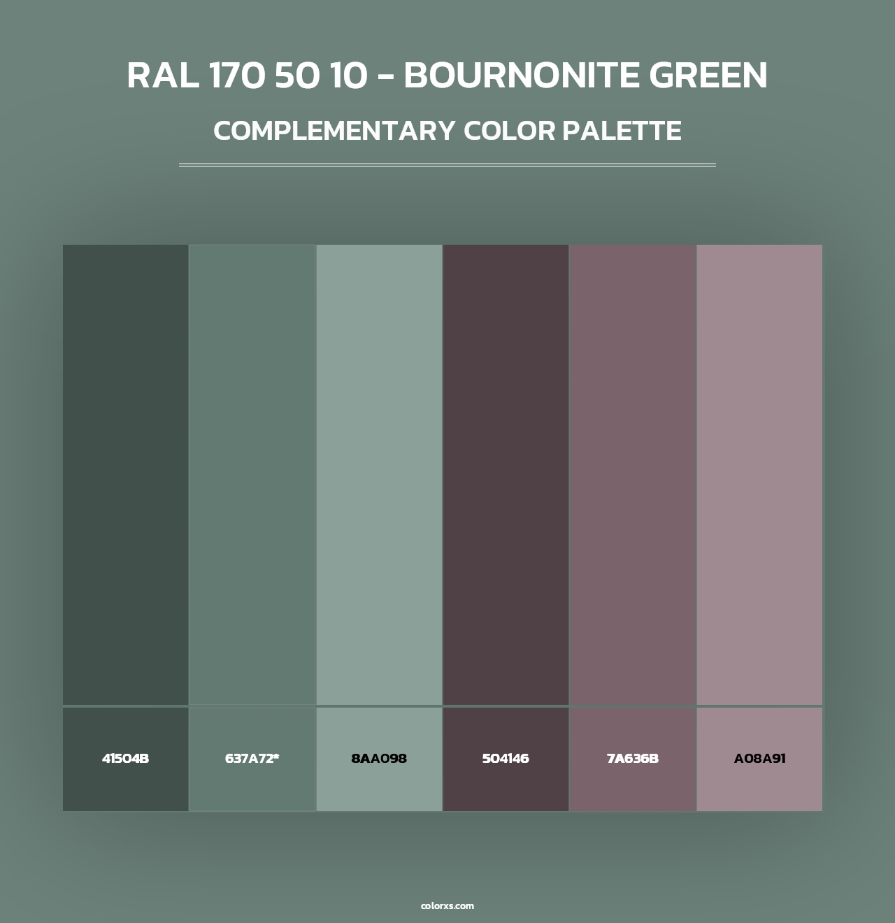 RAL 170 50 10 - Bournonite Green - Complementary Color Palette