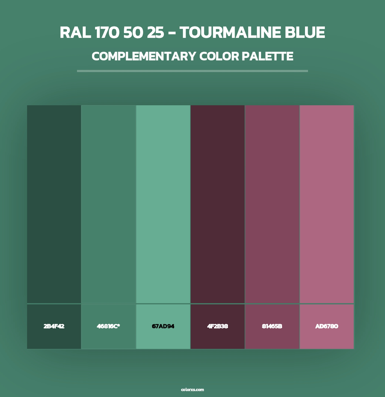 RAL 170 50 25 - Tourmaline Blue - Complementary Color Palette