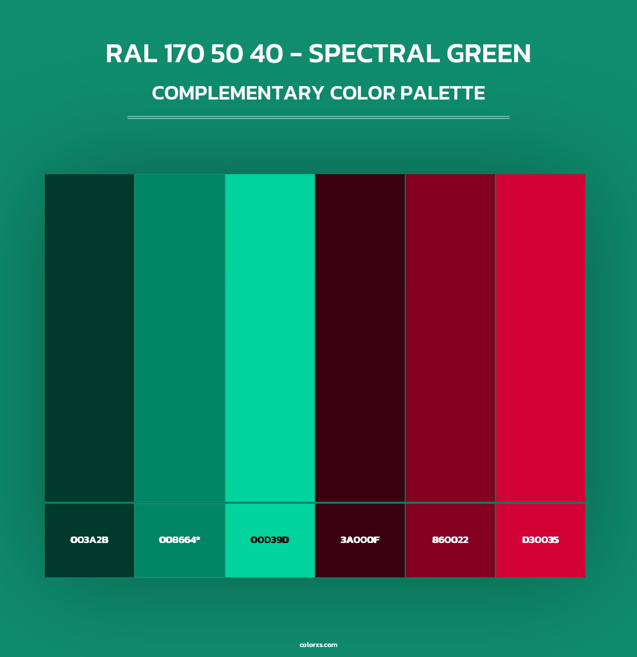 RAL 170 50 40 - Spectral Green - Complementary Color Palette