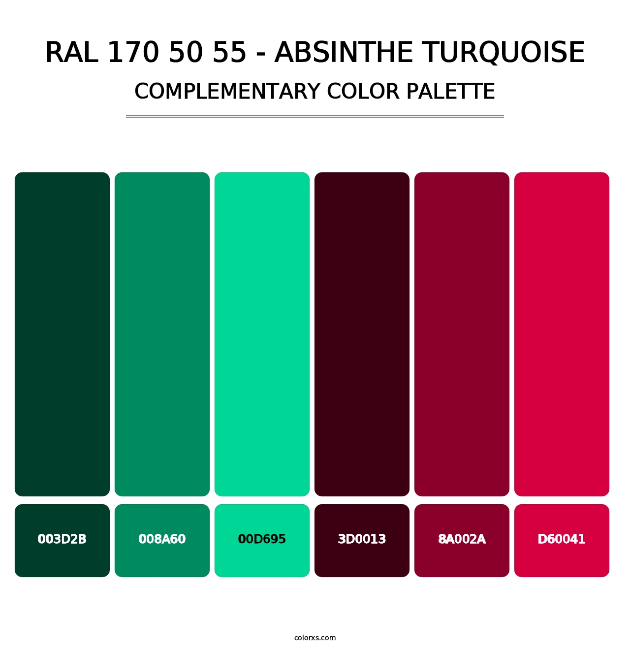 RAL 170 50 55 - Absinthe Turquoise - Complementary Color Palette
