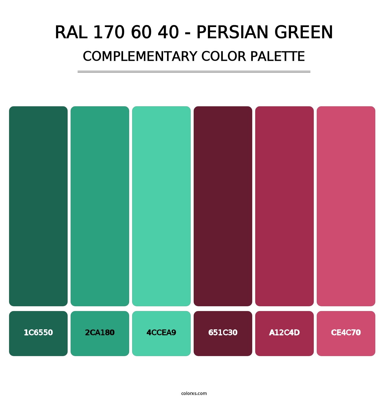 RAL 170 60 40 - Persian Green - Complementary Color Palette