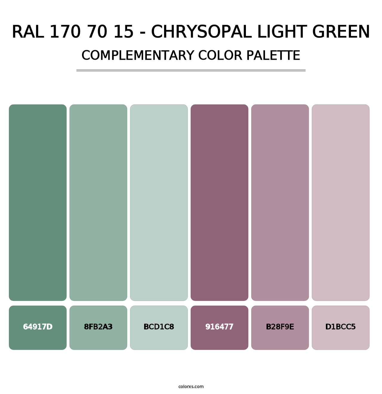 RAL 170 70 15 - Chrysopal Light Green - Complementary Color Palette