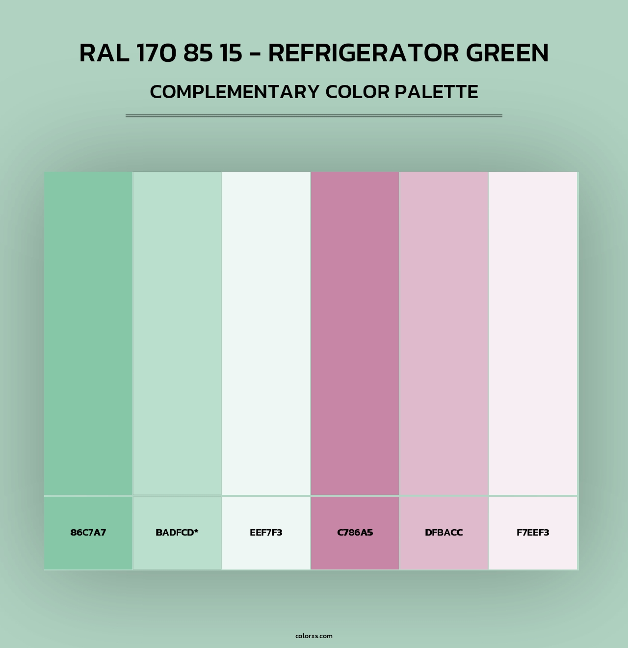 RAL 170 85 15 - Refrigerator Green - Complementary Color Palette