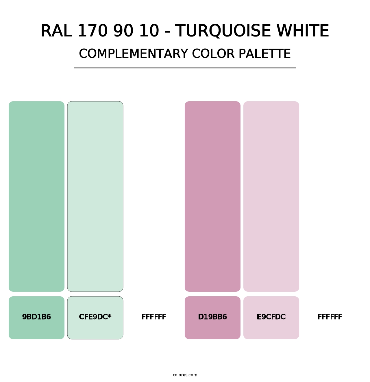 RAL 170 90 10 - Turquoise White - Complementary Color Palette