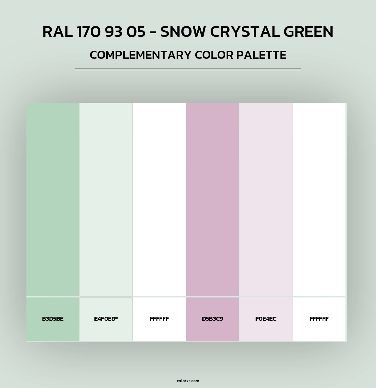 RAL 170 93 05 - Snow Crystal Green - Complementary Color Palette