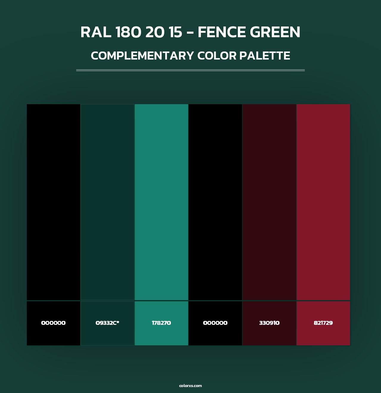 RAL 180 20 15 - Fence Green - Complementary Color Palette