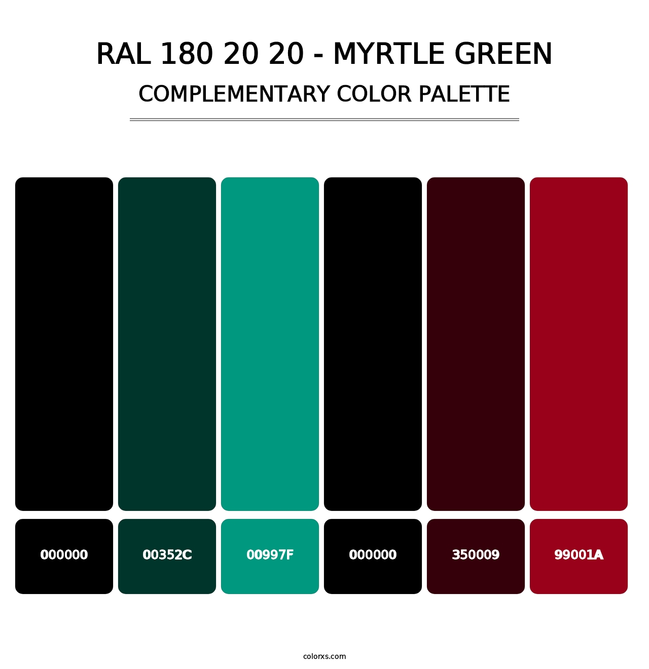 RAL 180 20 20 - Myrtle Green - Complementary Color Palette