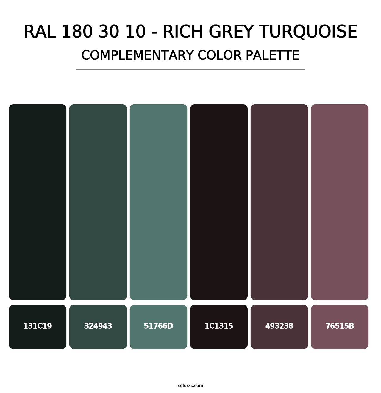 RAL 180 30 10 - Rich Grey Turquoise - Complementary Color Palette