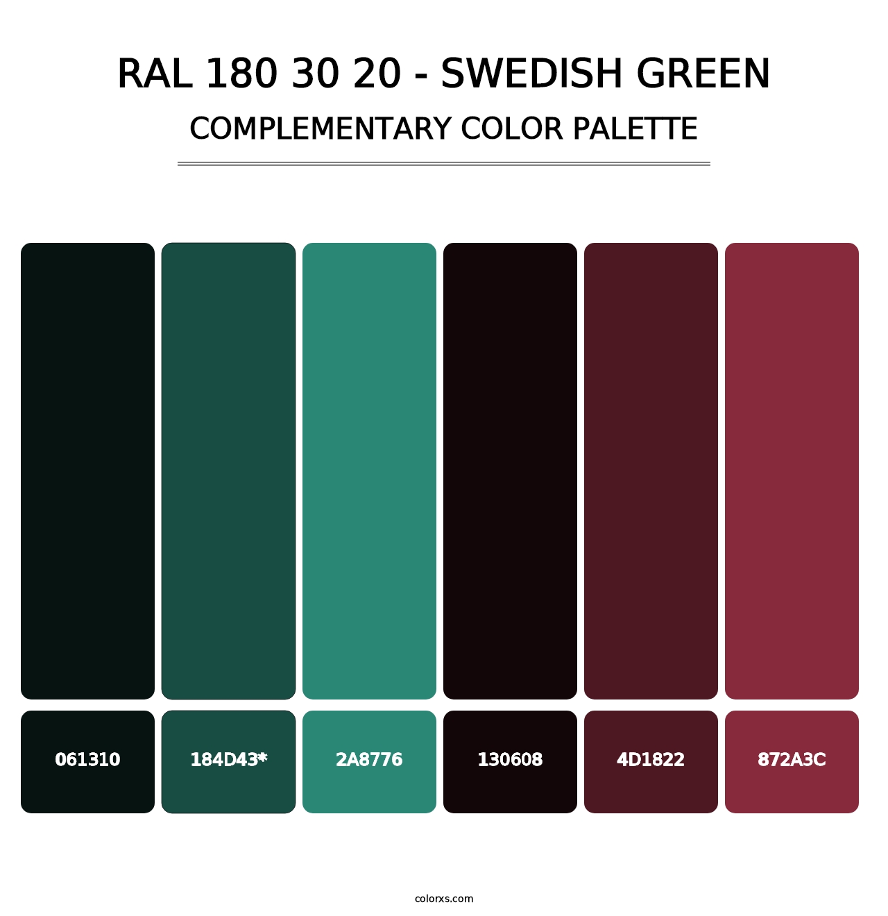 RAL 180 30 20 - Swedish Green - Complementary Color Palette
