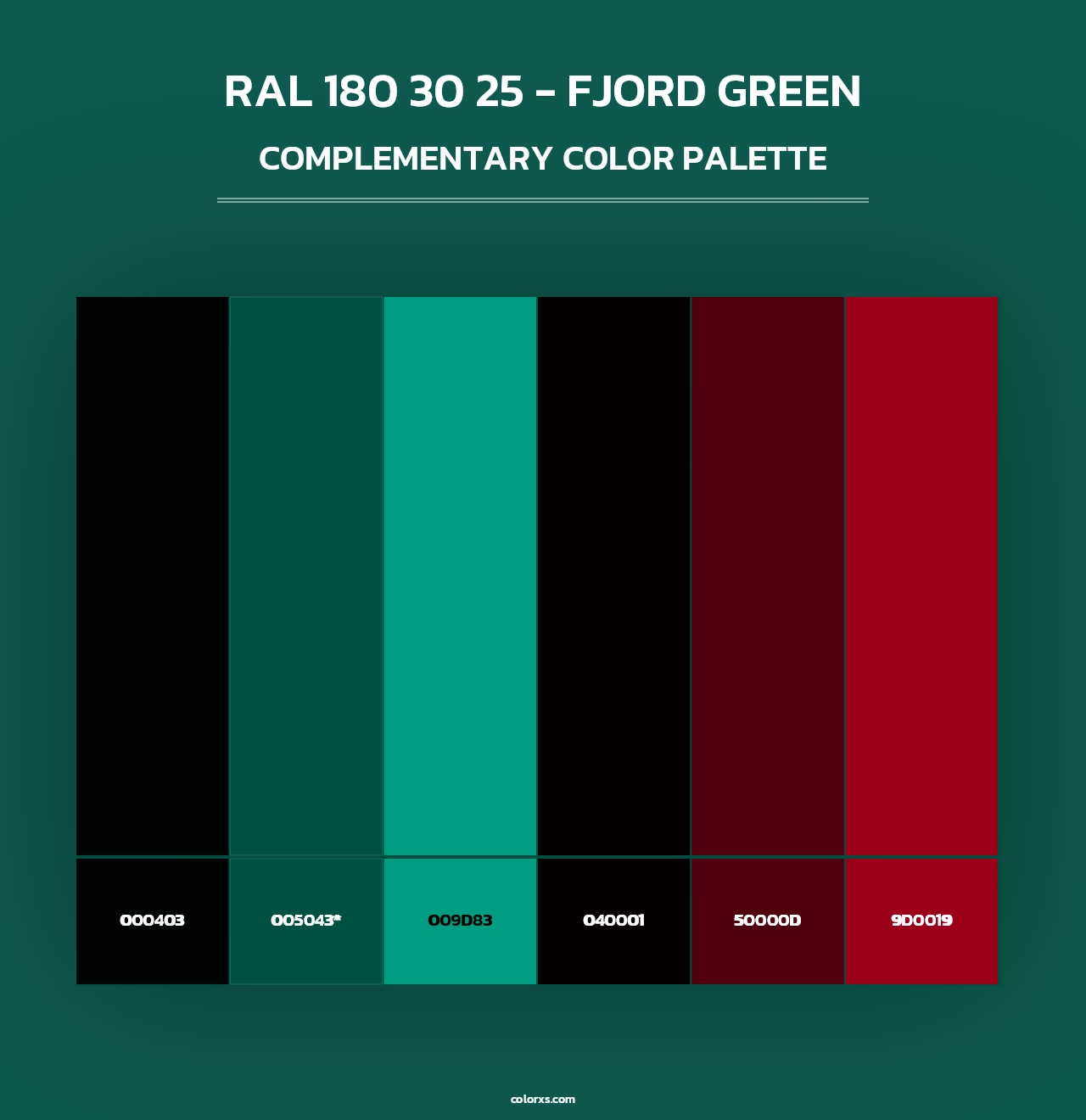 RAL 180 30 25 - Fjord Green - Complementary Color Palette