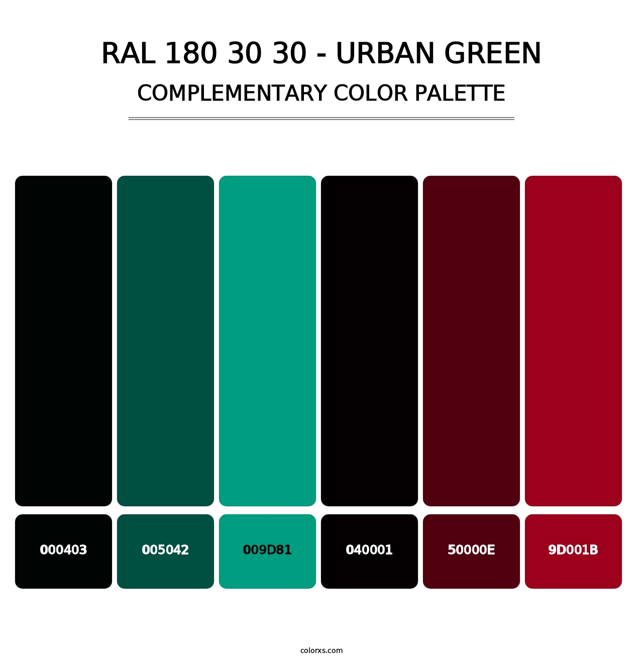 RAL 180 30 30 - Urban Green - Complementary Color Palette