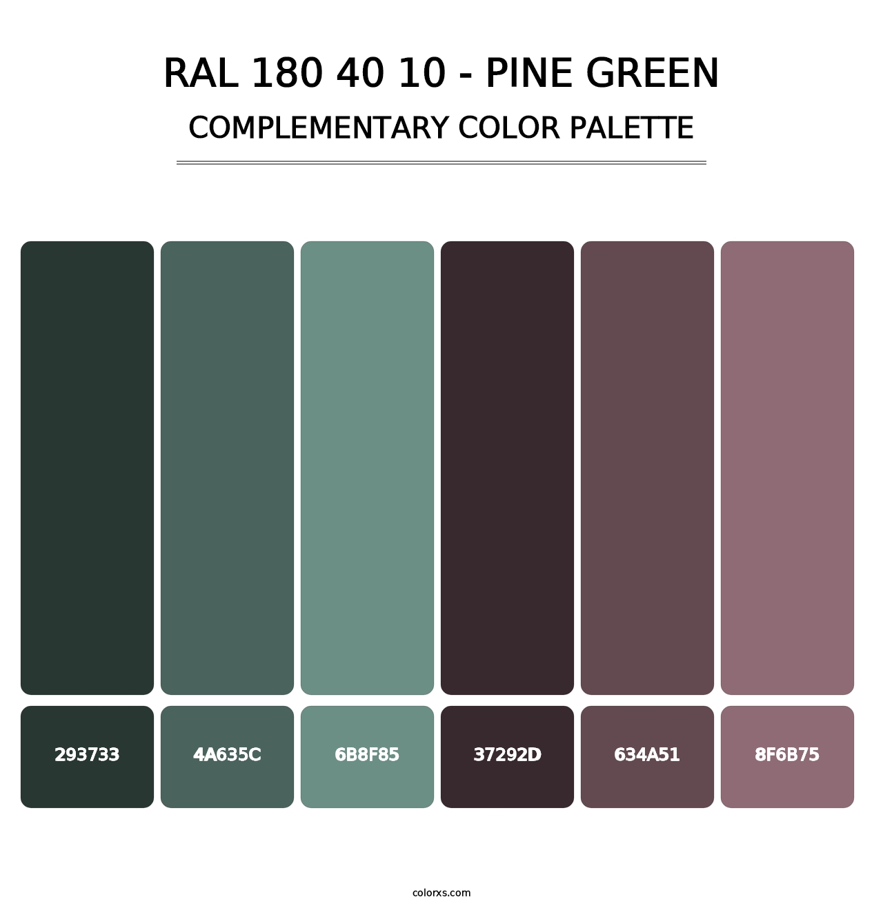 RAL 180 40 10 - Pine Green - Complementary Color Palette