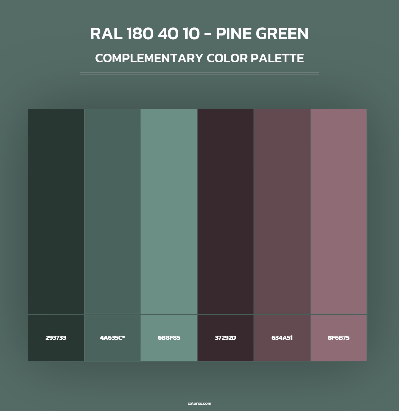 RAL 180 40 10 - Pine Green - Complementary Color Palette