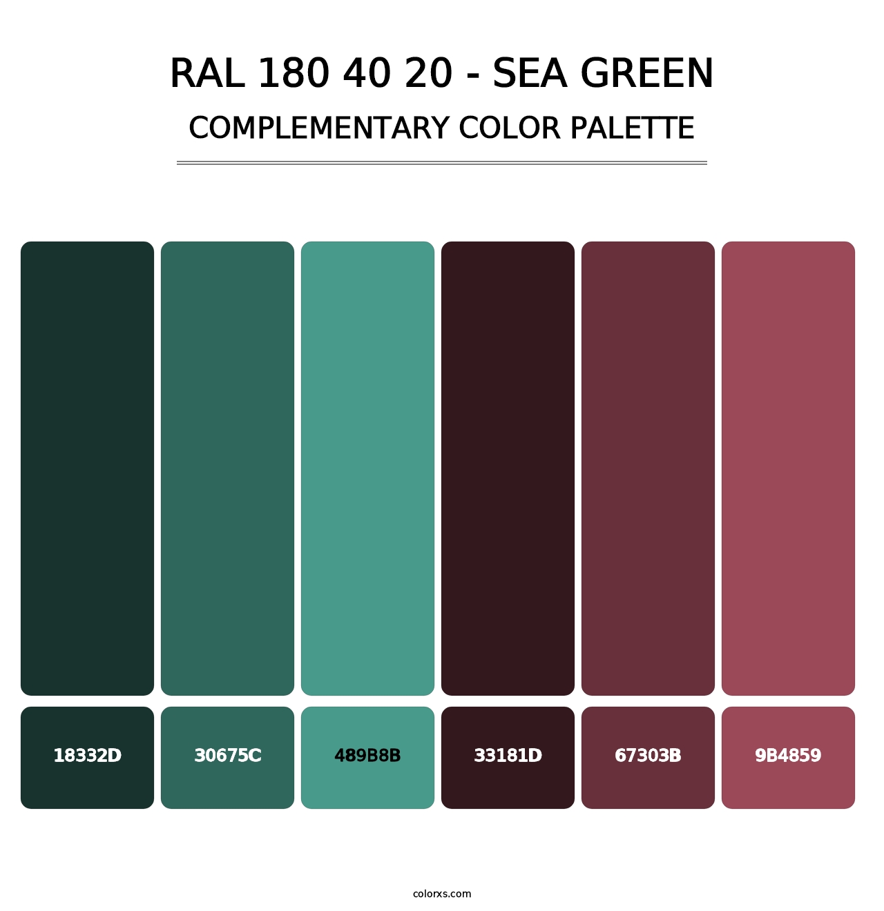 RAL 180 40 20 - Sea Green - Complementary Color Palette