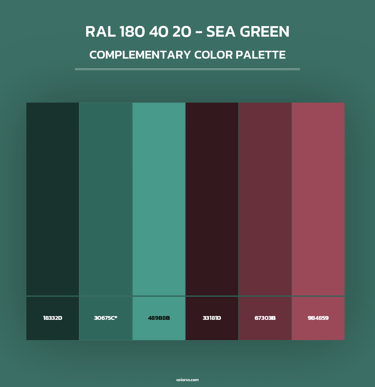 RAL 180 40 20 - Sea Green - Complementary Color Palette