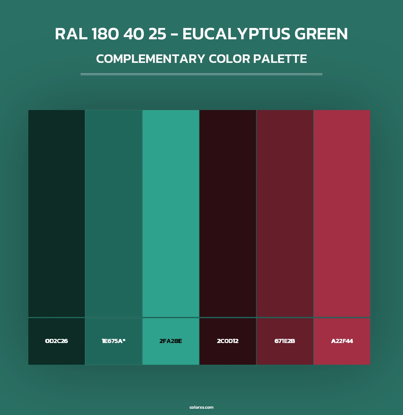 RAL 180 40 25 - Eucalyptus Green - Complementary Color Palette