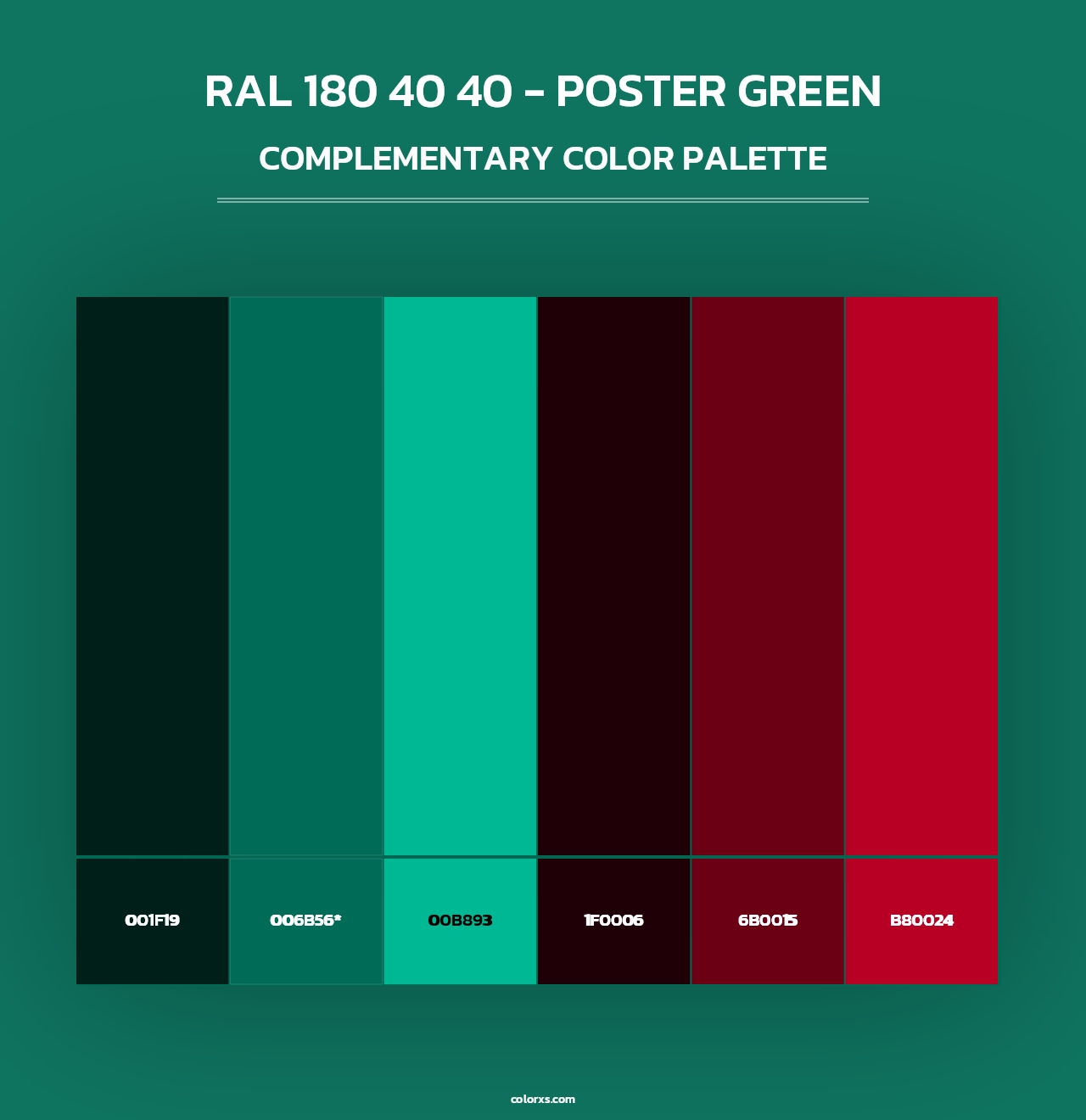 RAL 180 40 40 - Poster Green - Complementary Color Palette