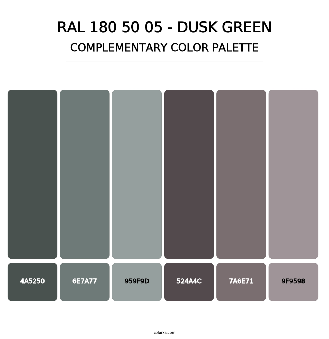 RAL 180 50 05 - Dusk Green - Complementary Color Palette