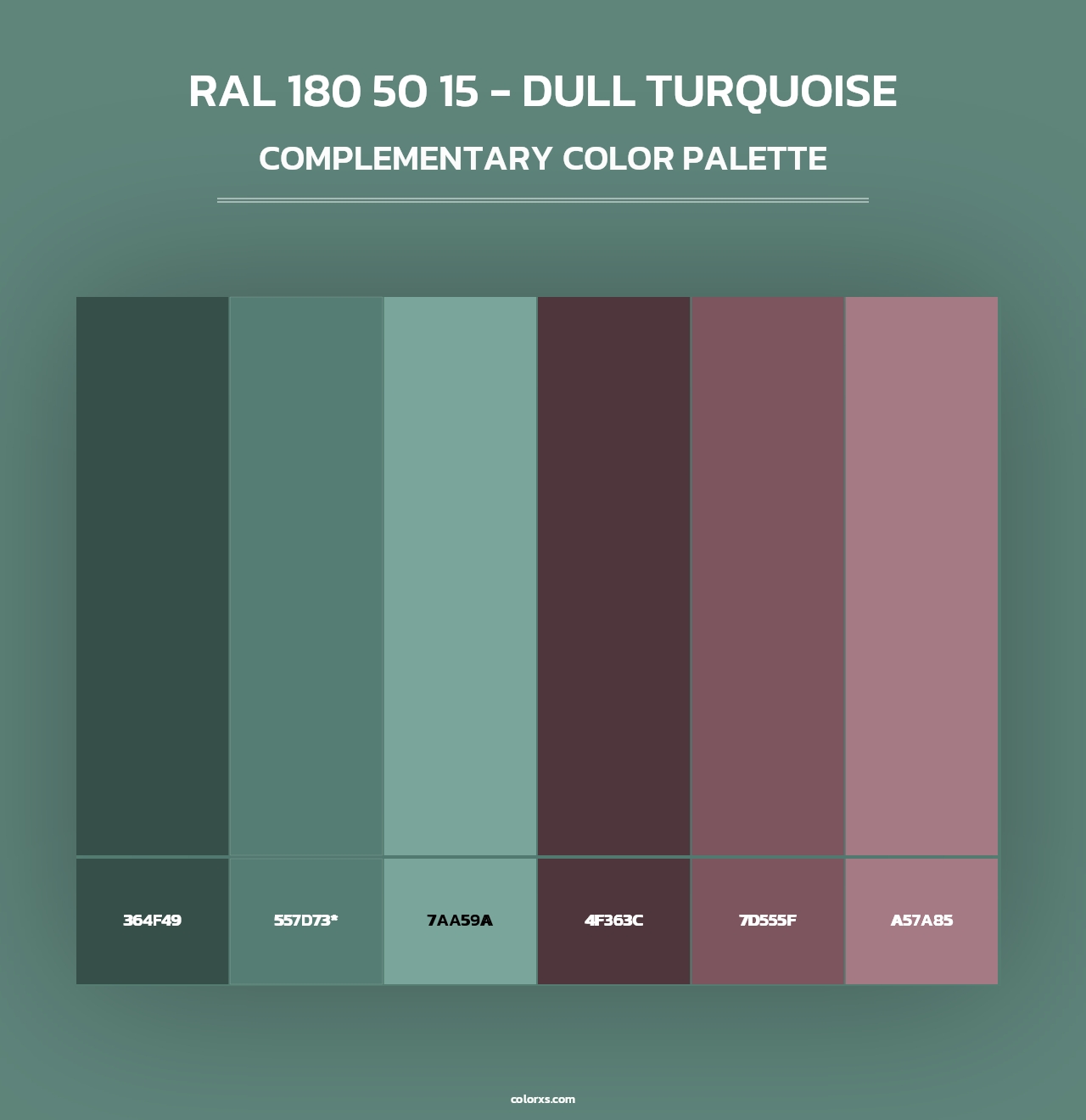 RAL 180 50 15 - Dull Turquoise - Complementary Color Palette
